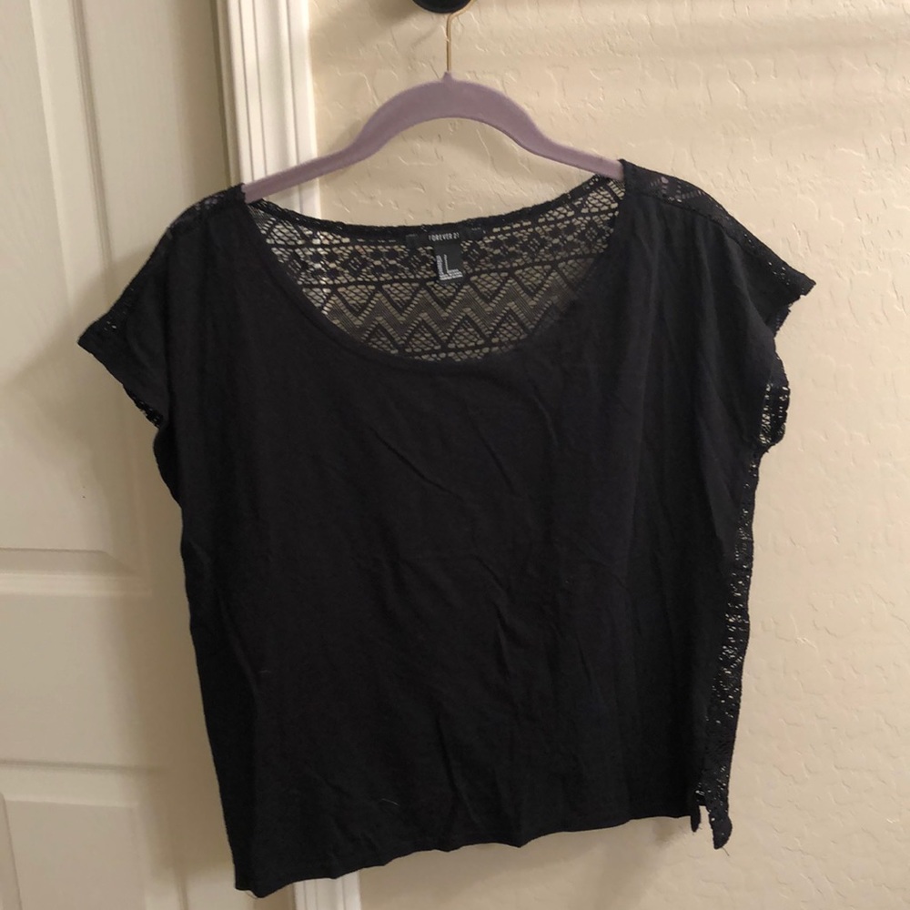 Forever 21 black shirt with sheer lace back